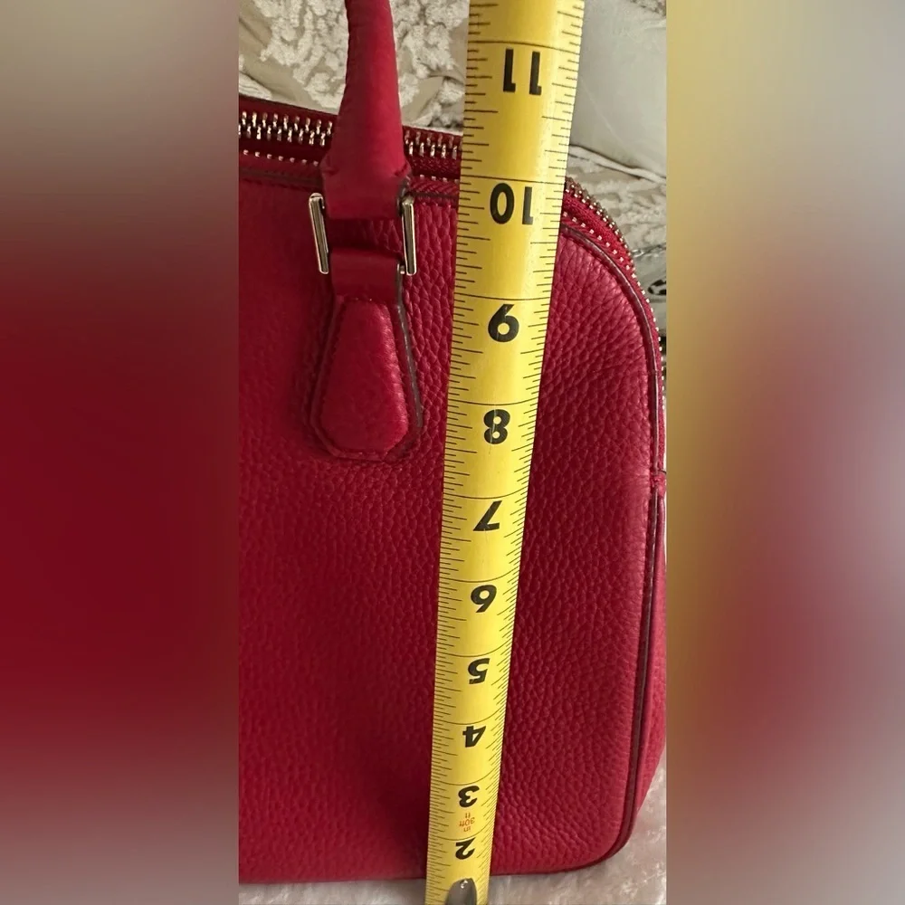 Tory Burch Cherry Red Robinson Satchel Pebbled Leather